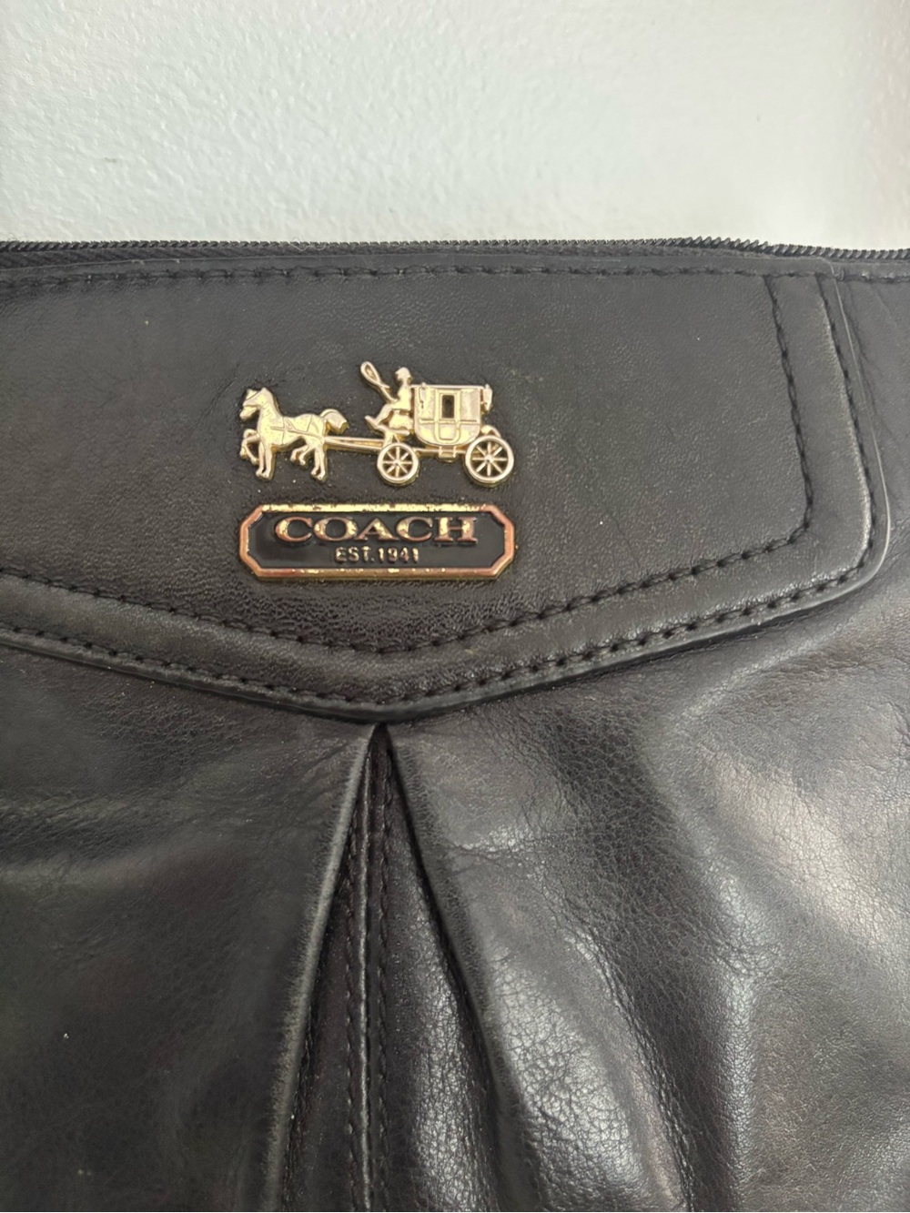 Coach Black Leather Crossbody Bag with Gold-Tone Hardware - Picture 2 of 6